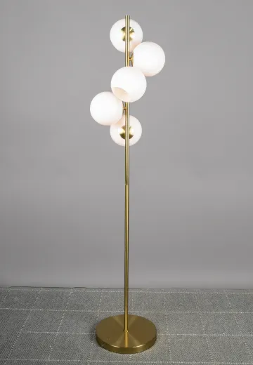 Brass Five Globe Shaded Floor Lamp