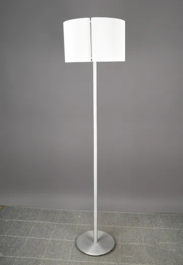 Modern Nickel Pole Floor Lamp w/Pierced Metal Shade