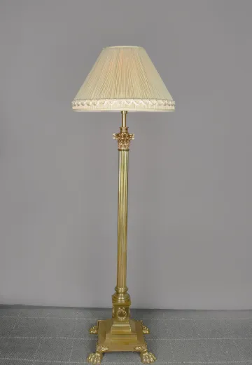 Polished Brass Footed Column Floor Lamp