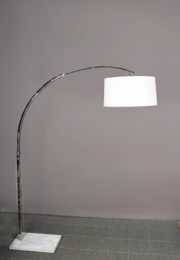 Modern Nickel Arc Floor Lamp w/Marble Style Base
