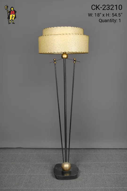 Black Mid Century Floor Lamp w/Brass Accents