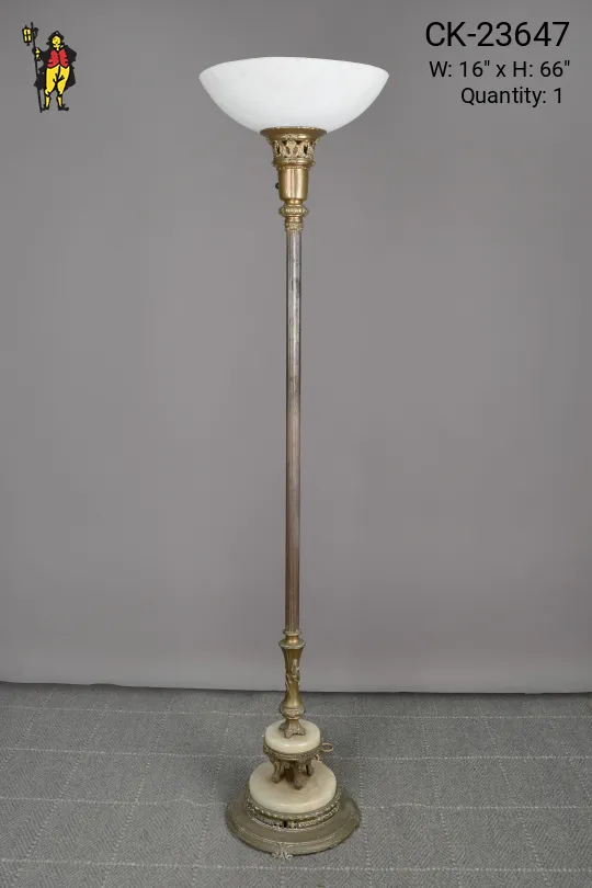 Antique Brass & Marble Torchiere