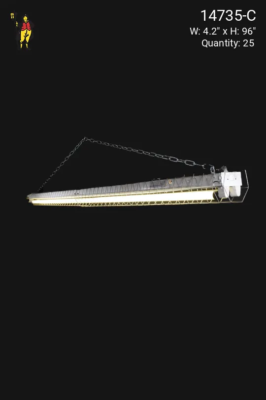 8' White Two Bulb Strip Fluorescent Fixture w/Cage (Available as Flush Mount or Hanging)