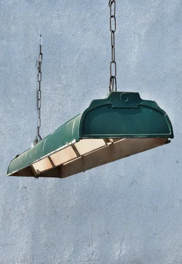 4' Green Two Bulb Warehouse Fluorescent Open Bottom