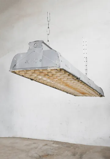4' Gray Vintage  "CMC" Fluorescent w/Egg Crate Reflector