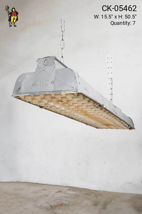 4' Gray Vintage  "CMC" Fluorescent w/Egg Crate Reflector