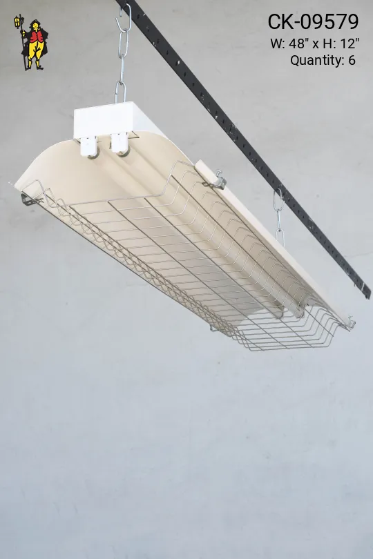4' White "Shop" Fluorescent w/Wire Cage