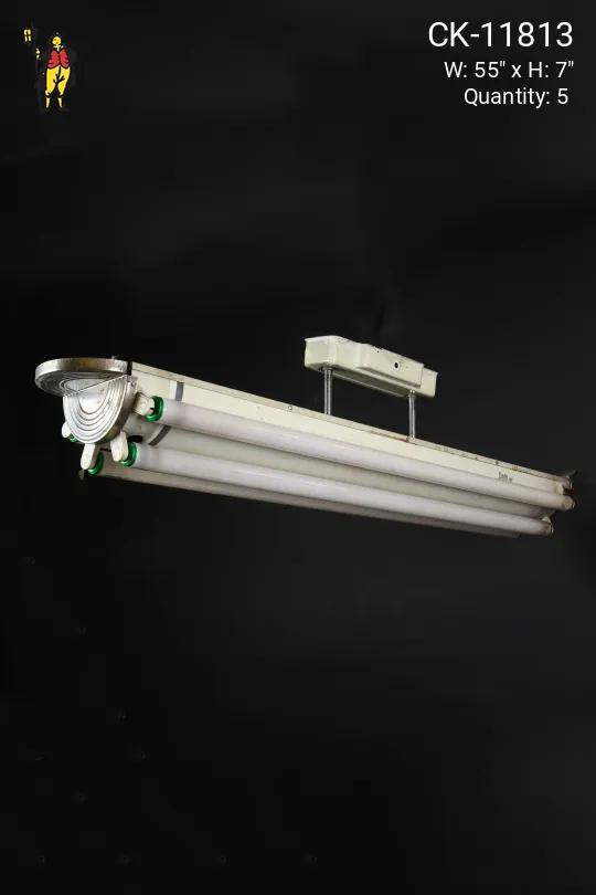 4' Mid Century Exposed Five Bulb Fluorescents