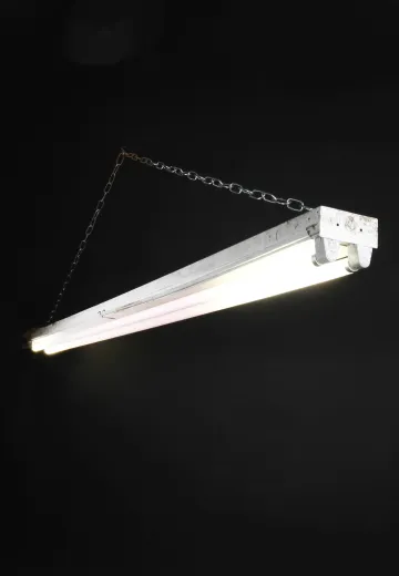 8' White Two Bulb Strip Fluorescent Fixture (Available as Flush Mount or Hanging)