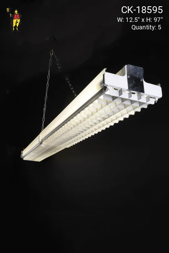 8' Metal Louvered Four Bulb T8 Fluorescents (Available as Hanging or Flush Mount)