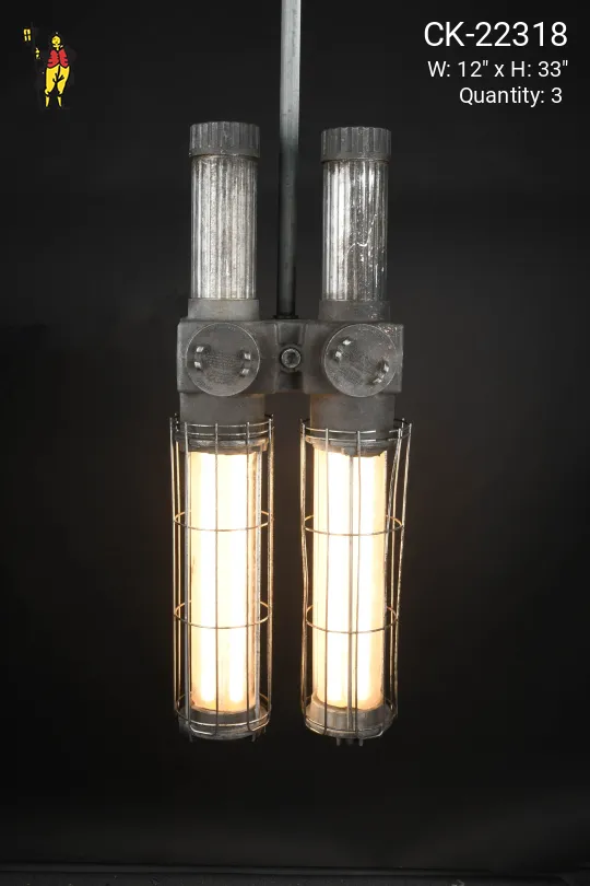 Metal Industrial Heavy Duty Explosion Proof Two Light Fluorescent Fixture (Available As Wall Mount or Hanging)