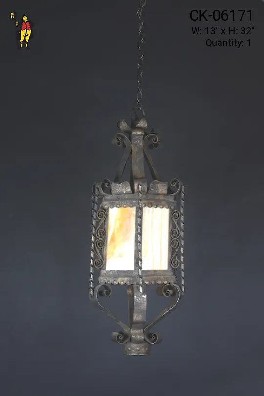 Gothic Iron & Glass Hanging Lantern