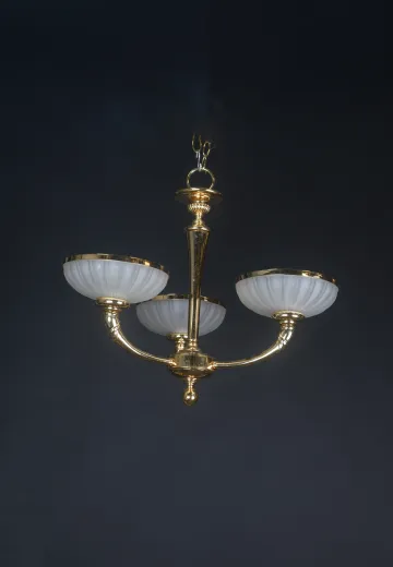 Polished Brass Three Light Chandelier
