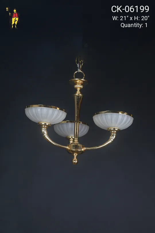 Polished Brass Three Light Chandelier
