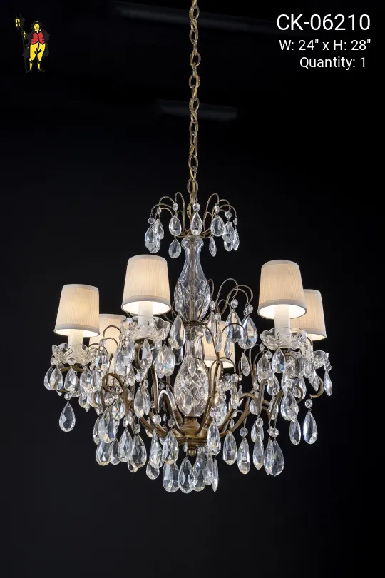 Six Light Vicrotian Crystal Chandelier