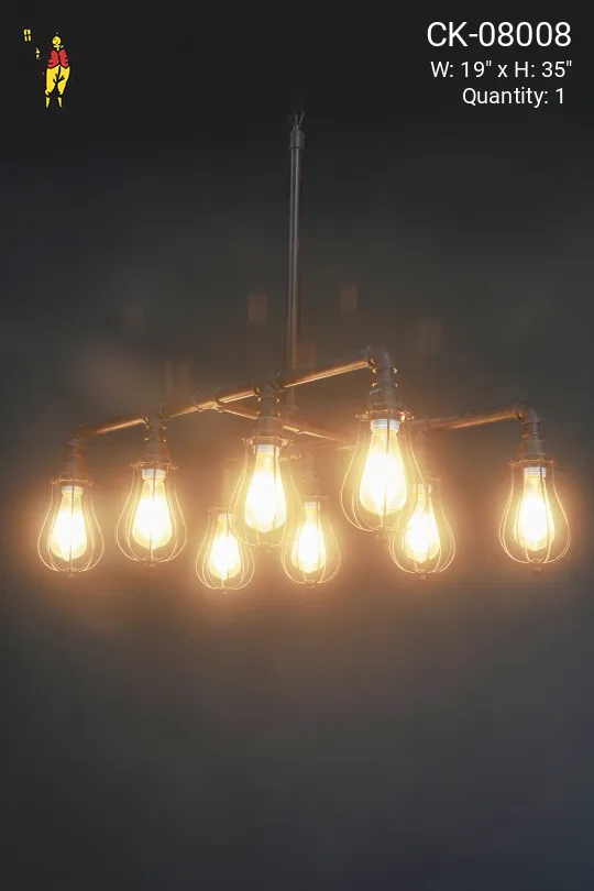 Eight Light Hanging Ghost Light Chandelier