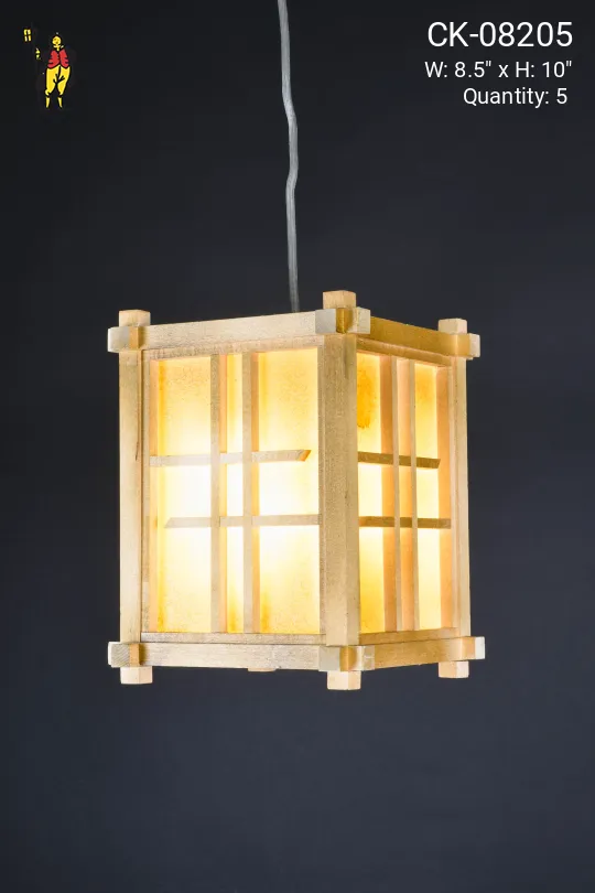 Wooden Lantern Hanging Fixture (Aged)