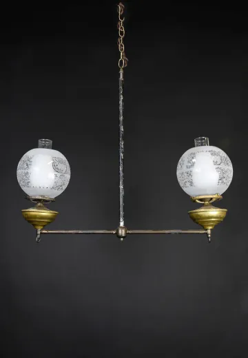 Two Light Electrified Oil Style Hanging Fixture