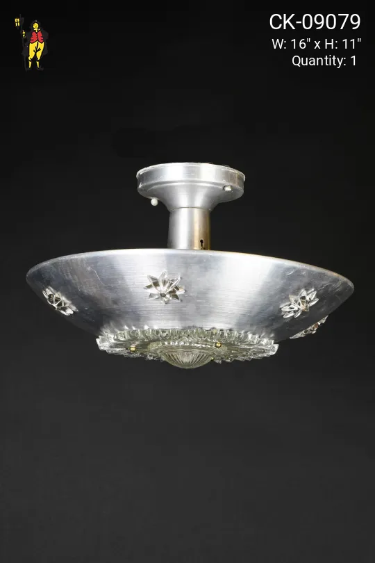 Nickel & Glass Decorative Flush Mount Fixture
