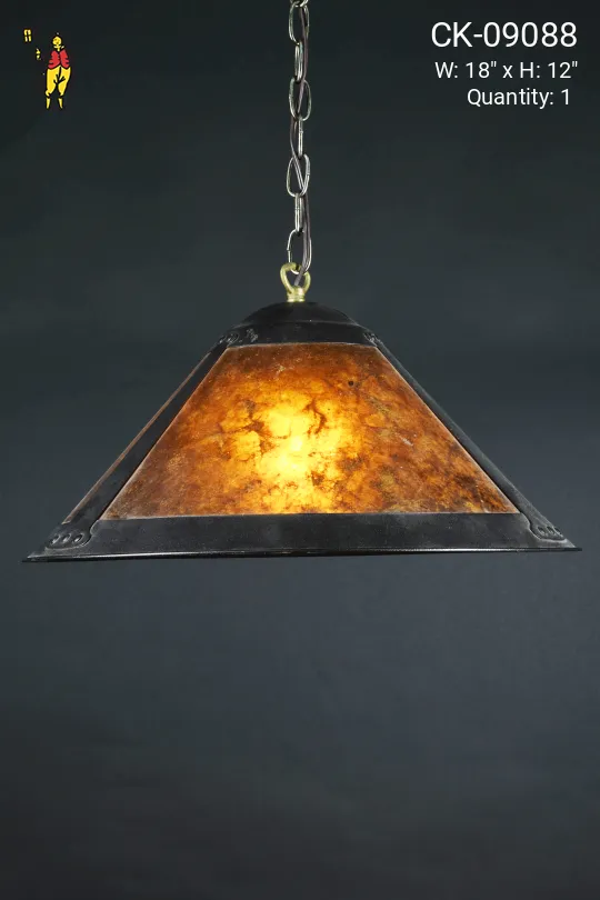Hanging Mica Shade Pendant (Slightly Different Frame Color)