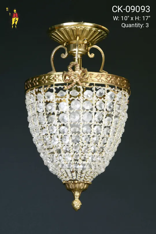Flush Mount Crystal Basket Fixture