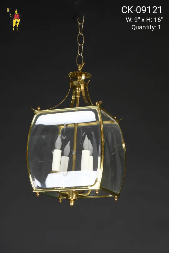 Curved Glass & Brass Hanging Lantern