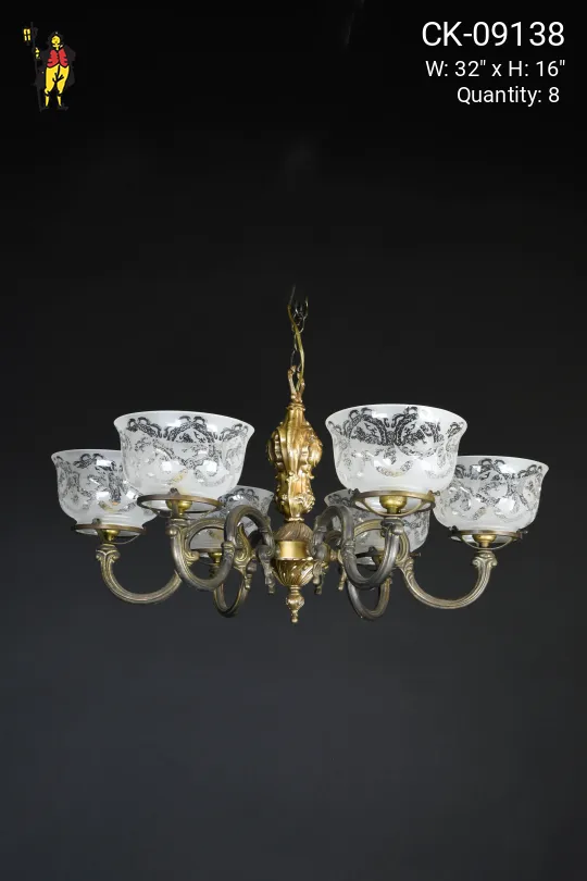 Victorian Gas Style Gothic Brass Chandelier