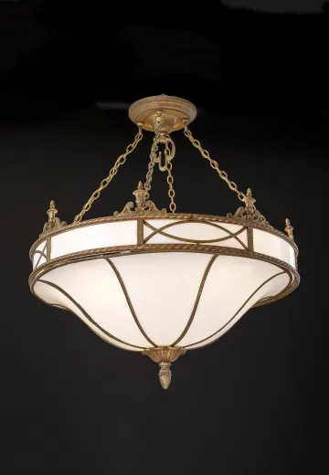 Large Curved Panel Inverted Bowl Chandelier
