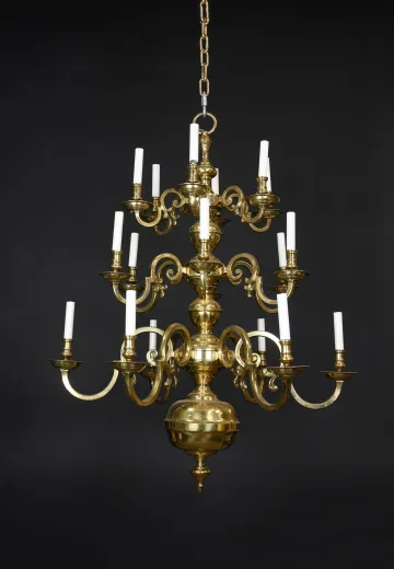 Tall 18 Light Brass Chandelier