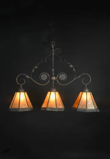Mica Shaded Three Light Hanging Fixture