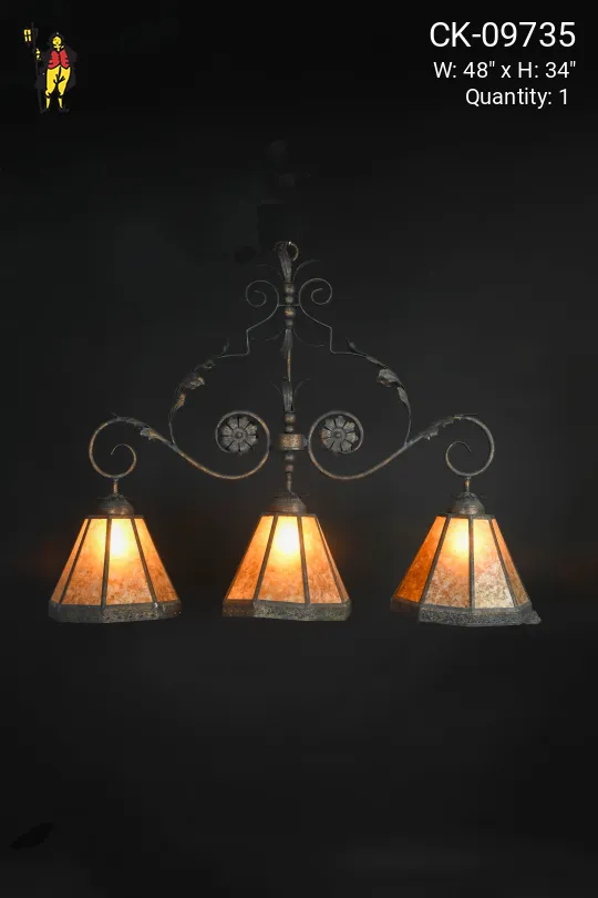 Mica Shaded Three Light Hanging Fixture