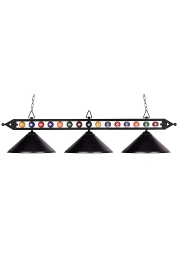 Classic Matte Black Three Light Billard Light