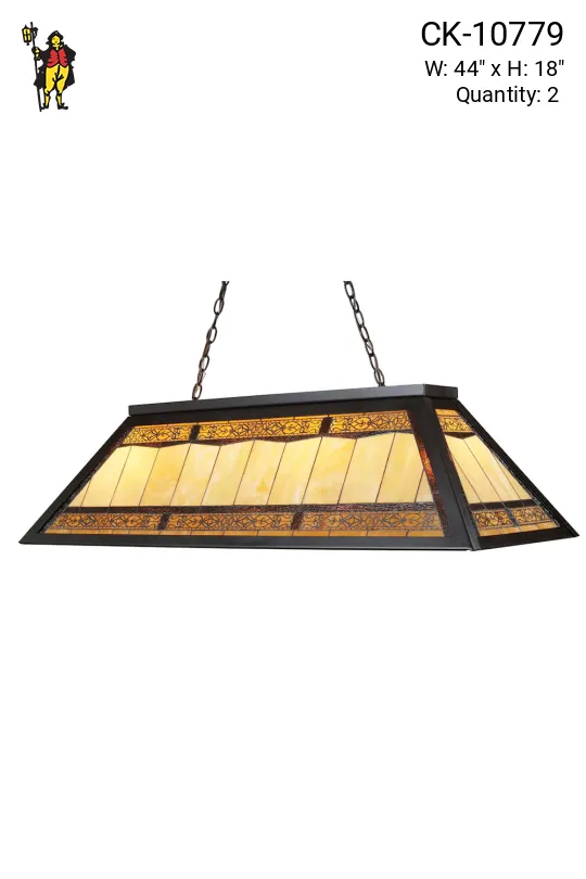 Filigree Billiard Light w/Tiffany Style Glass