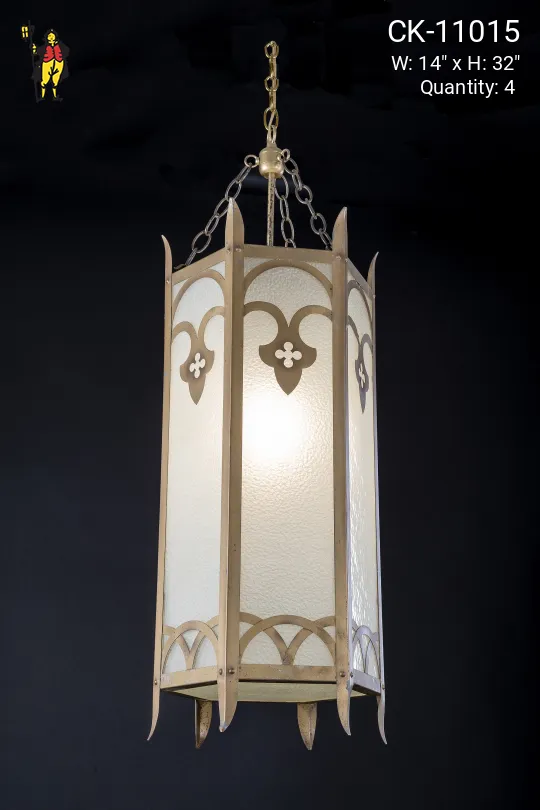 Antique Gothic Lantern w/Frosted Glass