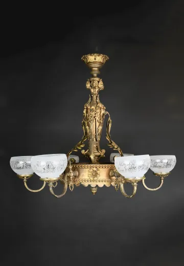 Victorian Style Faux-Oil Eight Light Chandelier