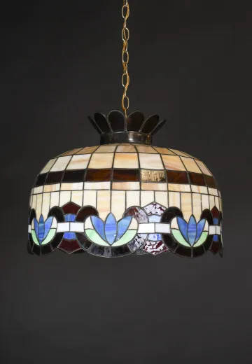 Multicolor Slag Glass Hanging Pendant