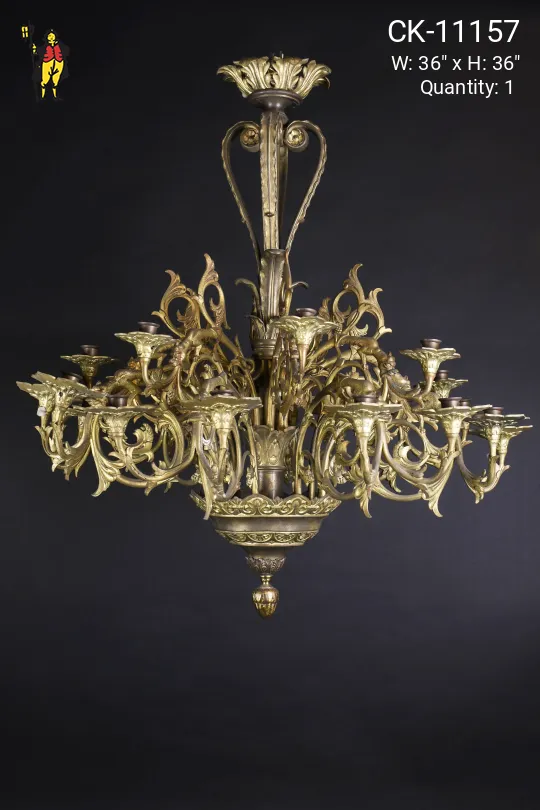 Non-Electric Victorian Brass Chandelier
