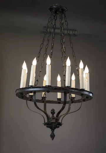 Old Gothic Chandelier w/Tall Edison Candles