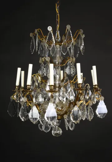 Ten Candle Crystal & Brass Chandelier