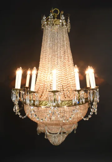 Twelve Candle Crystal Basket Chandelier