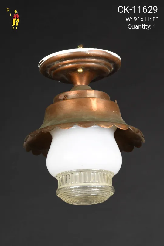Metal & Frosted Glass Flush Mount Fixture