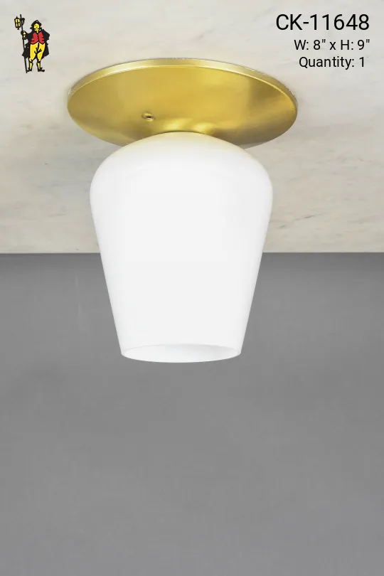 Mid Century Brass & Glass Flush Mount Fixture