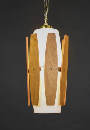 Wood & Glass Mid Century Hanging Pendant