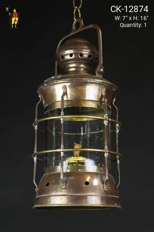 Authentic Non-Electric Oil Light Brass Hanging Lantern