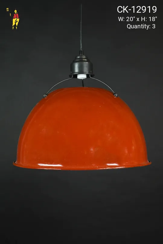 20" Red Industrial Hanging Dome (One Aged/Distressed)
