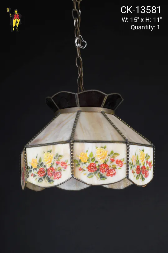 Floral Art Glass Hanging Pendant