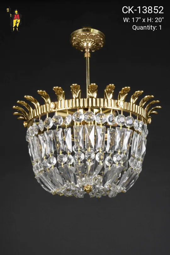 Semi Flushmount Crystal Basket Hanging Fixture