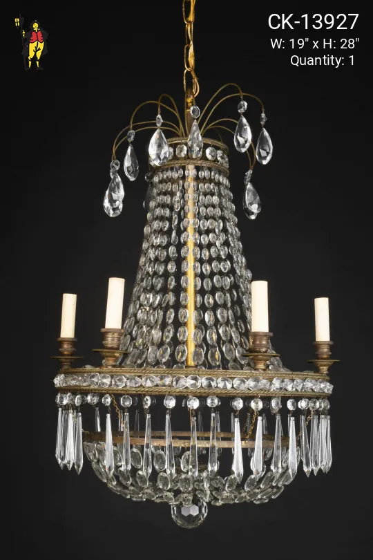 Six Light Crystal Basket Chandleier