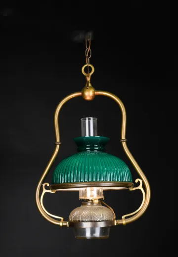 Green Student Shaded Victorian Hanging Fixture