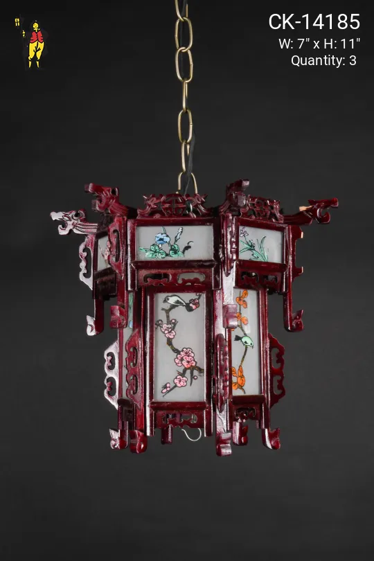 Wooden Floral Hanging Lantern